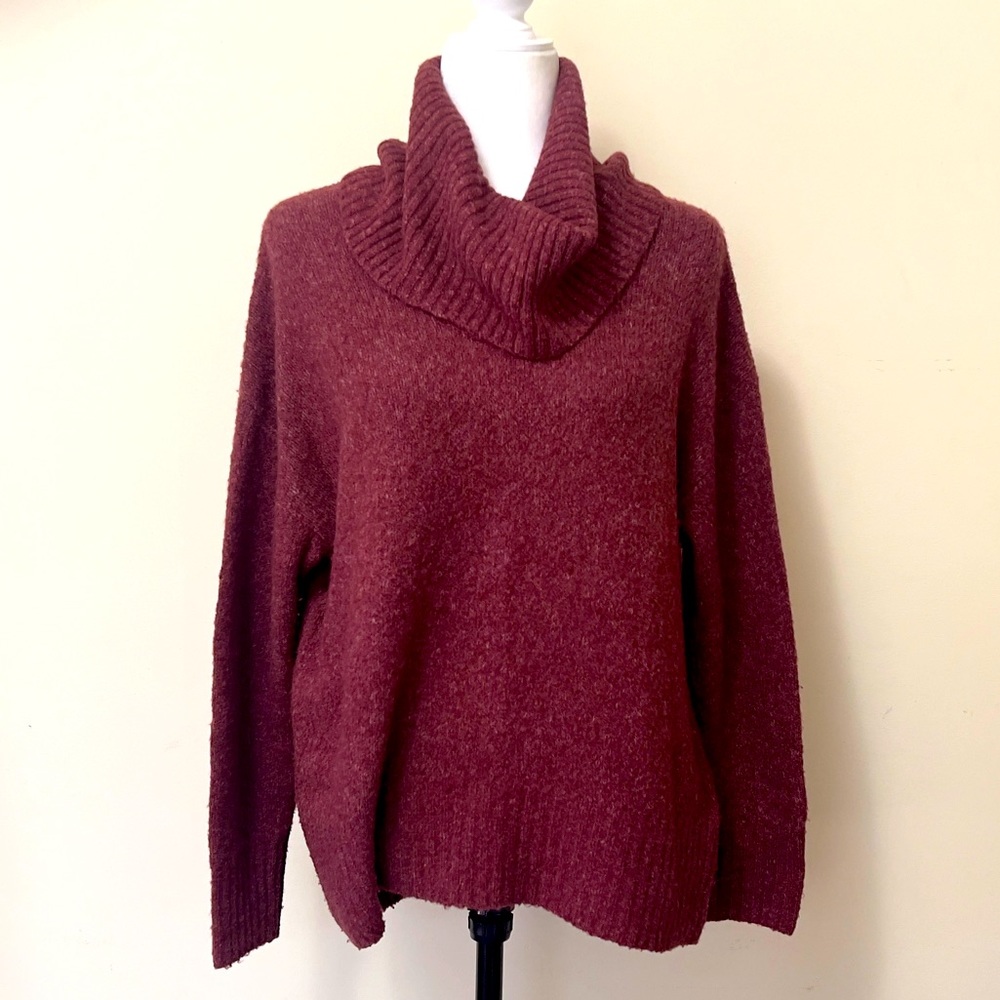 Michael Kors NEW Ruby Red Oversize Relax Fit Cowl Neck Sweater Pullover S/M